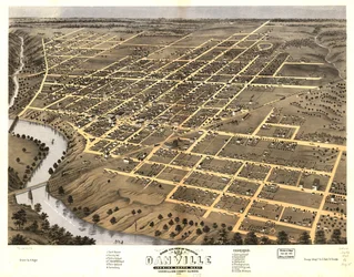 Vogelperspektive der Stadt Danville, Vermillion County, Illinois 1869