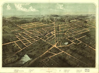 Vogelperspektive der Stadt Hillsdale, Hillsdale Co., Michigan 1866