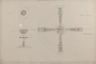 Kapelle der Ritterlichkeit: vorgeschlagener Kelch, Patene und Almosenschale