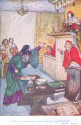 "Gib mir mein Geld und lass mich gehen," sagte Shylock (Der Kaufmann von Venedig), aus Geschichten aus Shakespeare, veröffentlicht von Ward Lock & Co Ltd