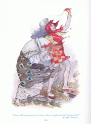 Der alte König war nun mit keinem anderen Gefährten als dem armen Narren übrig geblieben (König Lear), aus Geschichten von Shakespeare, veröffentlicht von Ward Lock & Co Ltd