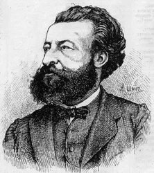 Porträt von Ulrich de Fonvielle (1833-1911), französischer Journalist und Literat - Gravur von Lemot aus dem Jahr 1870