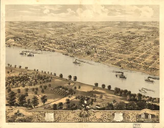 Vogelperspektive von Jefferson City, der Hauptstadt von Missouri 1869