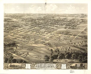 Vogelperspektive der Stadt Chillicothe, Livingston Co., Missouri 1869
