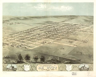 Vogelperspektive der Stadt De Witt, Clinton Co., Iowa 1868