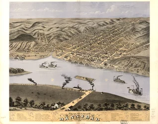 Vogelperspektive der Stadt Hannibal, Marion Co., Missouri 1869