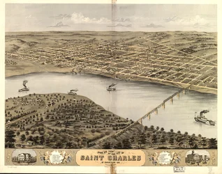 Vogelperspektive der Stadt Saint Charles, St. Charles Co., Missouri 1869