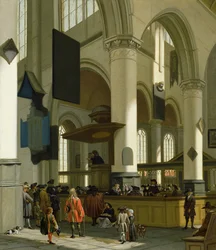 Innenraum der Oude Kerk, Delft, mit einem Prediger