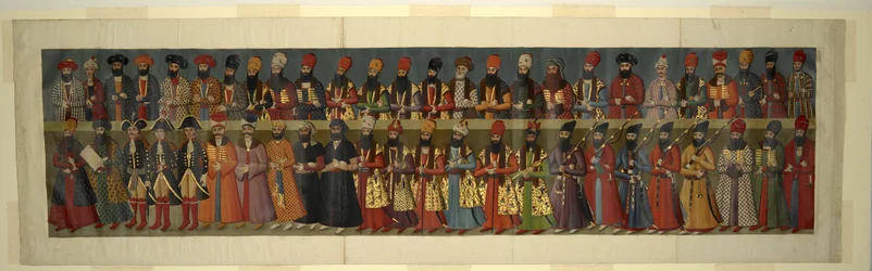 Or. 1242 Kopie des großen Wandgemäldes im Nigaristan-Palast. Der Hof von Fath Ali Shah mit den britischen Gesandten Sir John Malcolm, Sir Harford Jones Brydges und Sir Gore Ouseley