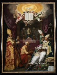 Die vier Kirchenväter - Darstellung von St. Ambrosius von Mailand, St. Augustinus von Hippo, St. Gregor der Große und St. Hieronymus