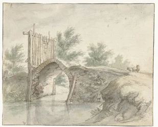 Steinerne Brücke mit einem Holzzaun