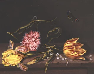 Stillleben mit Blumen auf einem Tisch
