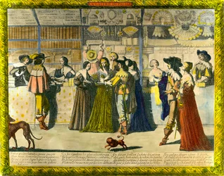 Die Galerie des Königspalastes. Gravur von Abraham Bosse (1602-1676) 17. Jahrhundert.
