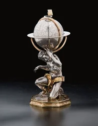 Zwei außergewöhnliche terrestrische und himmlische Globen, getragen von Herkules und Atlas, Augsburg, 1697-99