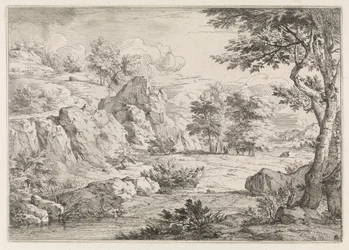 Hügellandschaft mit Teich