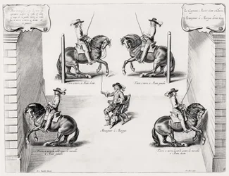 Illustration aus einem Reitmanual, graviert von Peeter Clouwet (1629-70), 1658