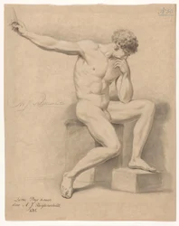 Sitzender männlicher Akt, von vorne gesehen (3. Preis 1805)