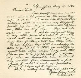 Brief von Abraham Lincoln an Alden Hall, datiert 14. Februar 1843