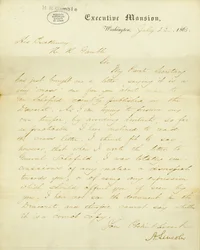 Brief unterschrieben A. Lincoln, Executive Mansion, Washington, an Seine Exzellenz, H.R. Gamble, 23. Juli 1863