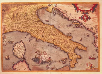 Karte von Italien aus Theatrum Orbis Terrarum von Abraham Ortelius