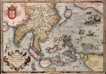 Karte der Ostindien von Ortelius, ca. 1570