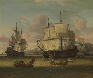 Holländische Straßenfahrer bei einem Hafen am Mittelmeer