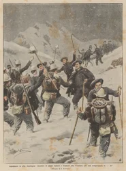 Neujahr in den Bergen, Treffen italienischer und französischer Alpini an der Grenze bei -16°C