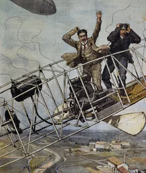 Katastrophe des De Bradski-Luftschiffs bei Paris, Frankreich, Illustration von Achille Beltrame für La Domenica del Corriere, 26. Oktober