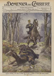 Unglücklicher Ritt, König Albert von Belgien stürzt vom Pferd und bricht sich den Arm im Wald von Soignes