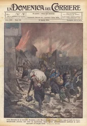 Stadt durch ein Feuer zerstört