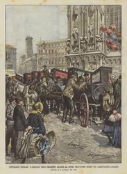 Volksbräuche, der Markt der Drehorgeln neben dem Dom am letzten Tag des Karnevals in Mailand