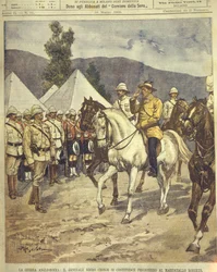 Titelillustration von General Cronje, der sich Marschall Roberts während der Anglo-Zulu- und Anglo-Burenkriege von 1850-1902 ergibt