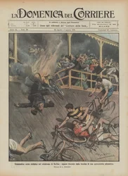 Dramatisches Radrennen im Velodrom von Berlin, Frauen durch Benzin verbrannt