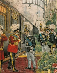 Edward VII., König von England, kommt in Rom an, von Achille Beltrame, Illustration, aus La Domenica del Corriere