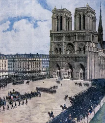 Beerdigung von Félix Faure in der Kathedrale Notre-Dame in Paris im Jahr 1899 (Illustration von Achille Beltrame)