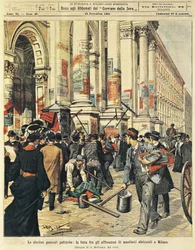 Allgemeine Wahlen in Mailand: Auseinandersetzungen zwischen Menschen, die politische Plakate in Mailand aufhängen