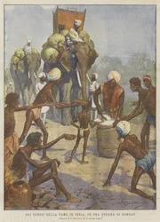 Die Schrecken des Hungers in Indien, auf einer Straße in Bombay