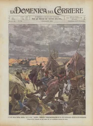 Die Ruhmestaten unserer Marine, das Kriegsschiff Colombo bombardiert die somalischen Plünderer eines Schiffes