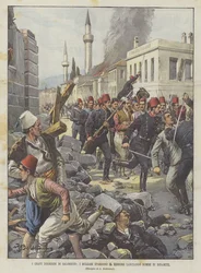 Die schweren Unruhen in Saloniki, die Bulgaren verbreiten Terror durch das Werfen von Dynamitbomben