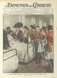 Die Herrscher Italiens in Montenegro, Königin Elena besucht die Kranken im Krankenhaus von Cetinje