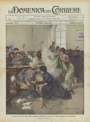 Die Dramen des Feuers in Schulen, Pariser Schülerin mit brennender Kleidung von einer Mitschülerin gerettet