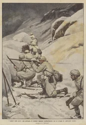 Die Soldaten des Schnees, eine Patrouille von Skifahrern kämpft gegen eine Gruppe feindlicher Späher
