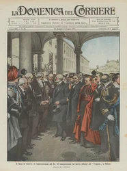 Der Herzog von Genua, als Vertreter des Königs, bei der Einweihung des neuen Hotels der Veggion in Mailand