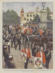 Der Transport des Leichnams von Umberto I. von der Villa Reale zum Bahnhof von Monza am Nachmittag des 8. dieses Monats