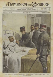 Die Belohnung für die Helden, der König überreicht dem Kommandanten des 12. Bersaglieri, General De Rossi