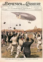 Flug des Luftschiffs, gesteuert von Crocco und Ricaldoni in Rom, am 31. Oktober