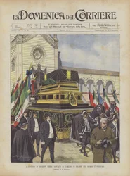 Die Apotheose von Giuseppe Verdi vor dem Famedio in Mailand am 27. Februar