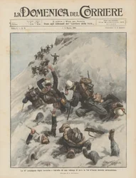 Die 41. Alpini-Kompanie wird bei einer Schneewanderung im Aostatal von einer Lawine erfasst und verschüttet