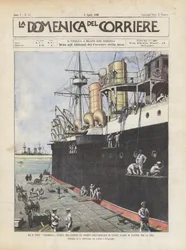 Das Kriegsschiff Stromboli Beladen Mit Landungskanonen Im Arsenal Von Neapel Vor Der Abreise Nach China