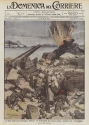 Die anglo-französische Flotte zerstört aus der Ferne die Festungen der Dardanellen, um die Meerenge zu erzwingen